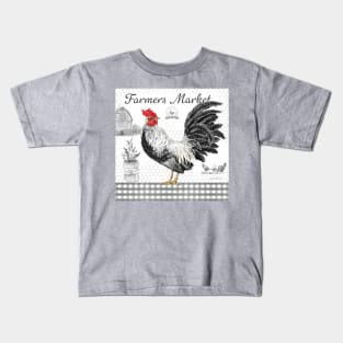 Plaid Country Rooster B Kids T-Shirt